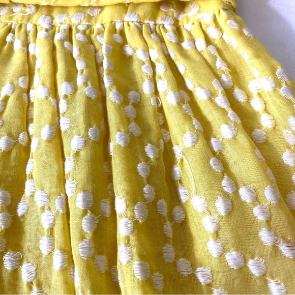 Vintage Yellow Dress Jerry Marsch for Mardi Gras Embroidered Dots Belted Flowers - Picture 8 of 12
